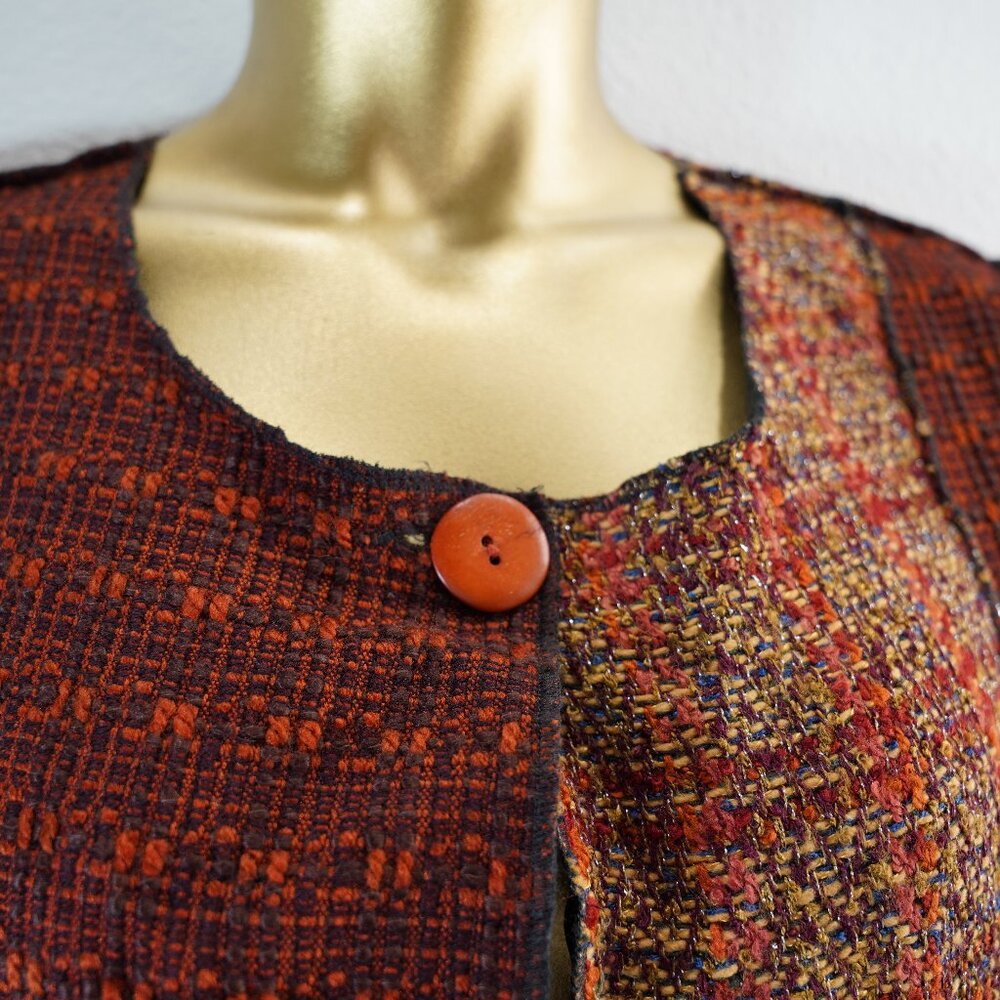Coldwater Creek Rust Red Patchwork Boucle Tweed C… - image 3